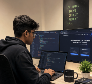 Abhishek Supekar working at his desk